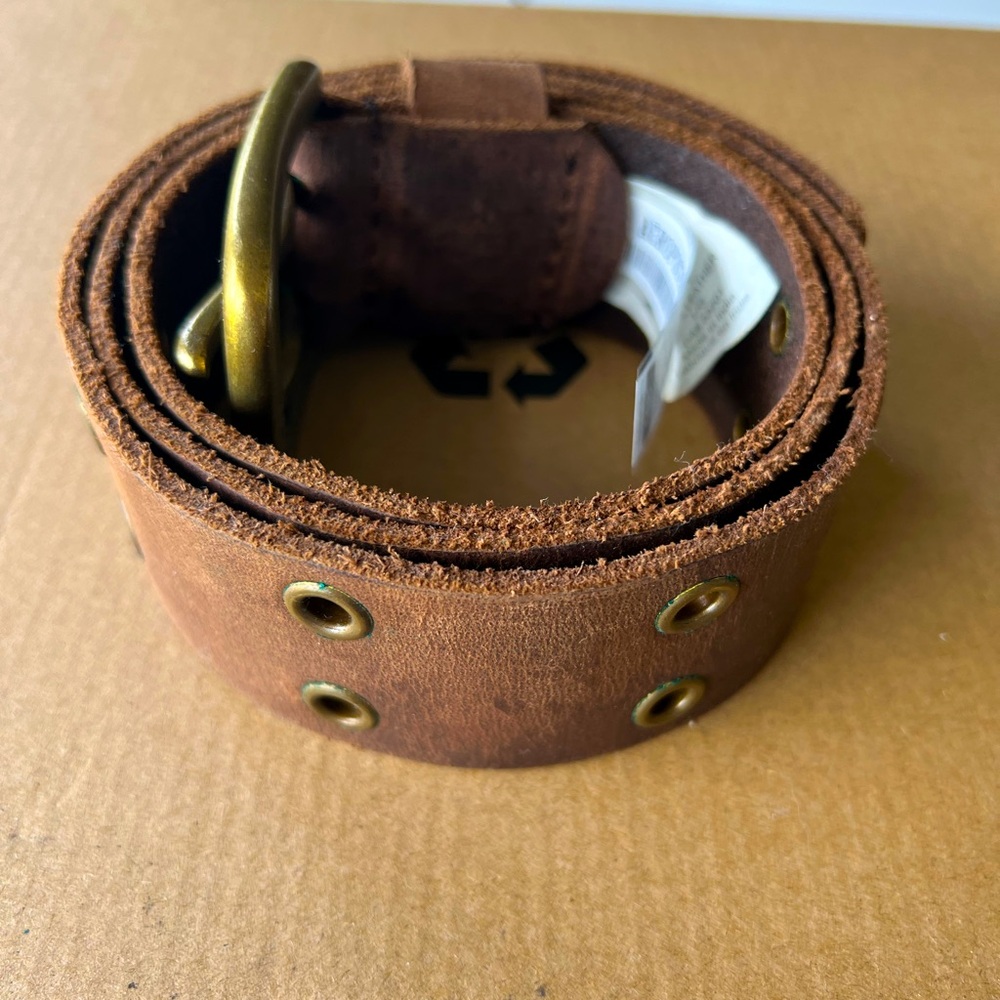 Genuine Leather Belt with Brass Accents Aeropostale western